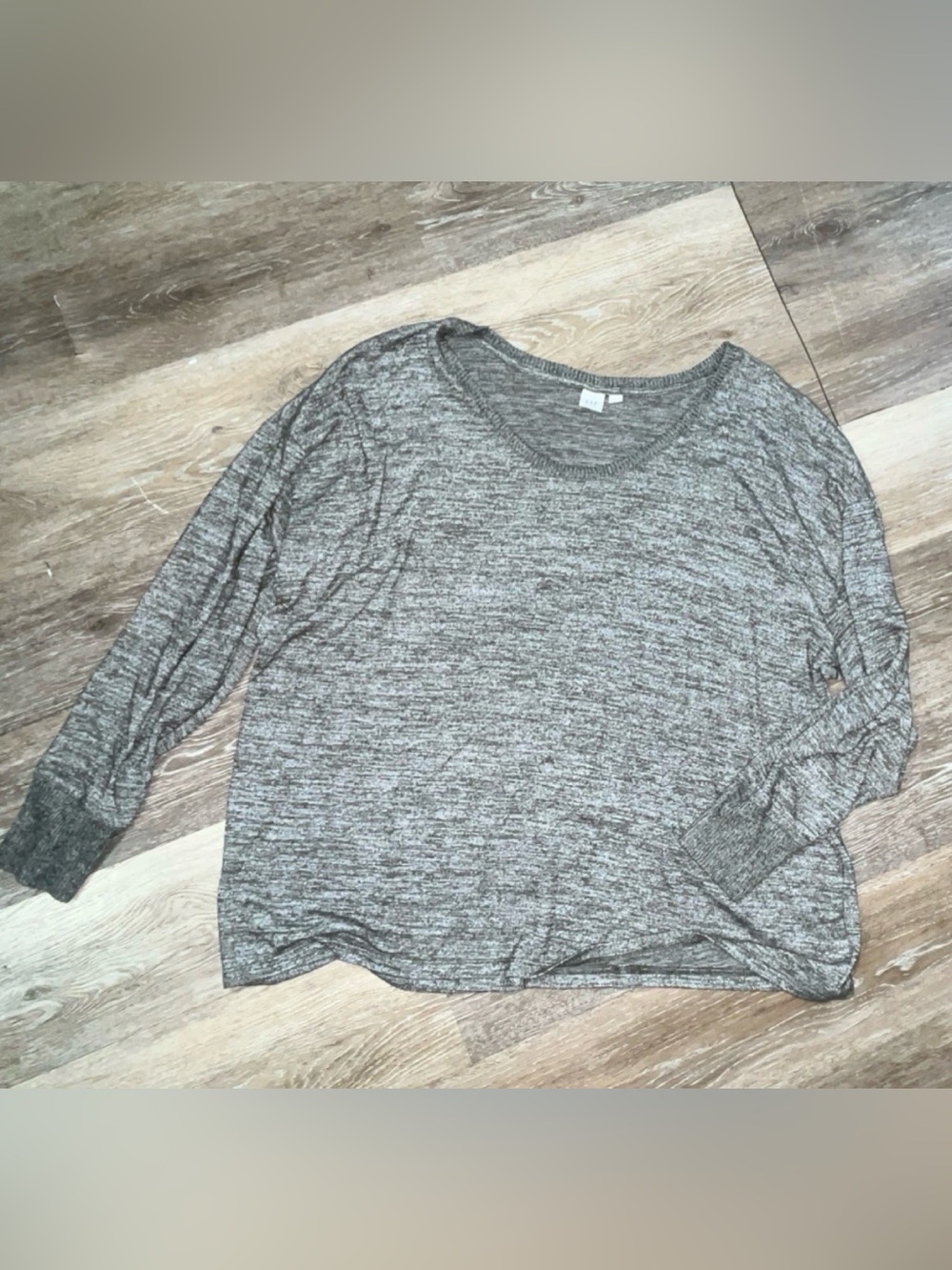 GAP Gray Marled Long Sleeve Scoop Neck Top